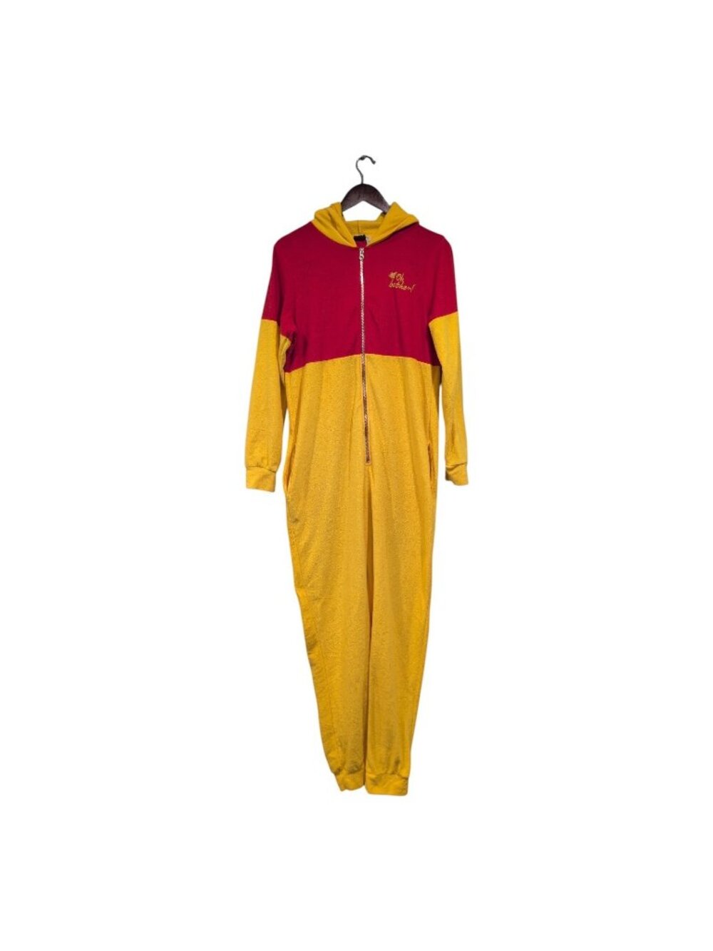 Disney Winnie the Pooh Pajama Suit Hooded Zip Adult One Piece Large Sz 12/14
